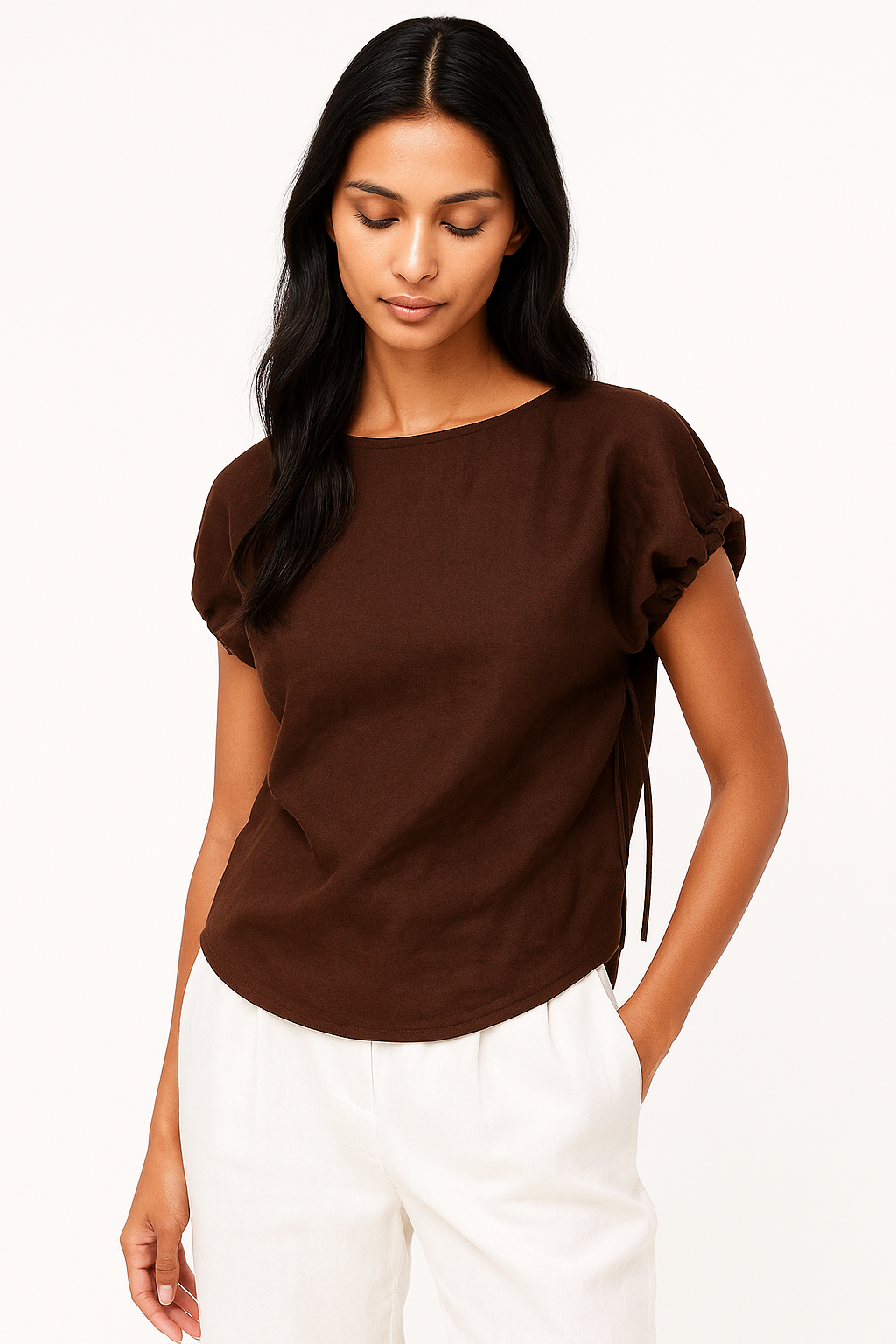 Linen cinch top