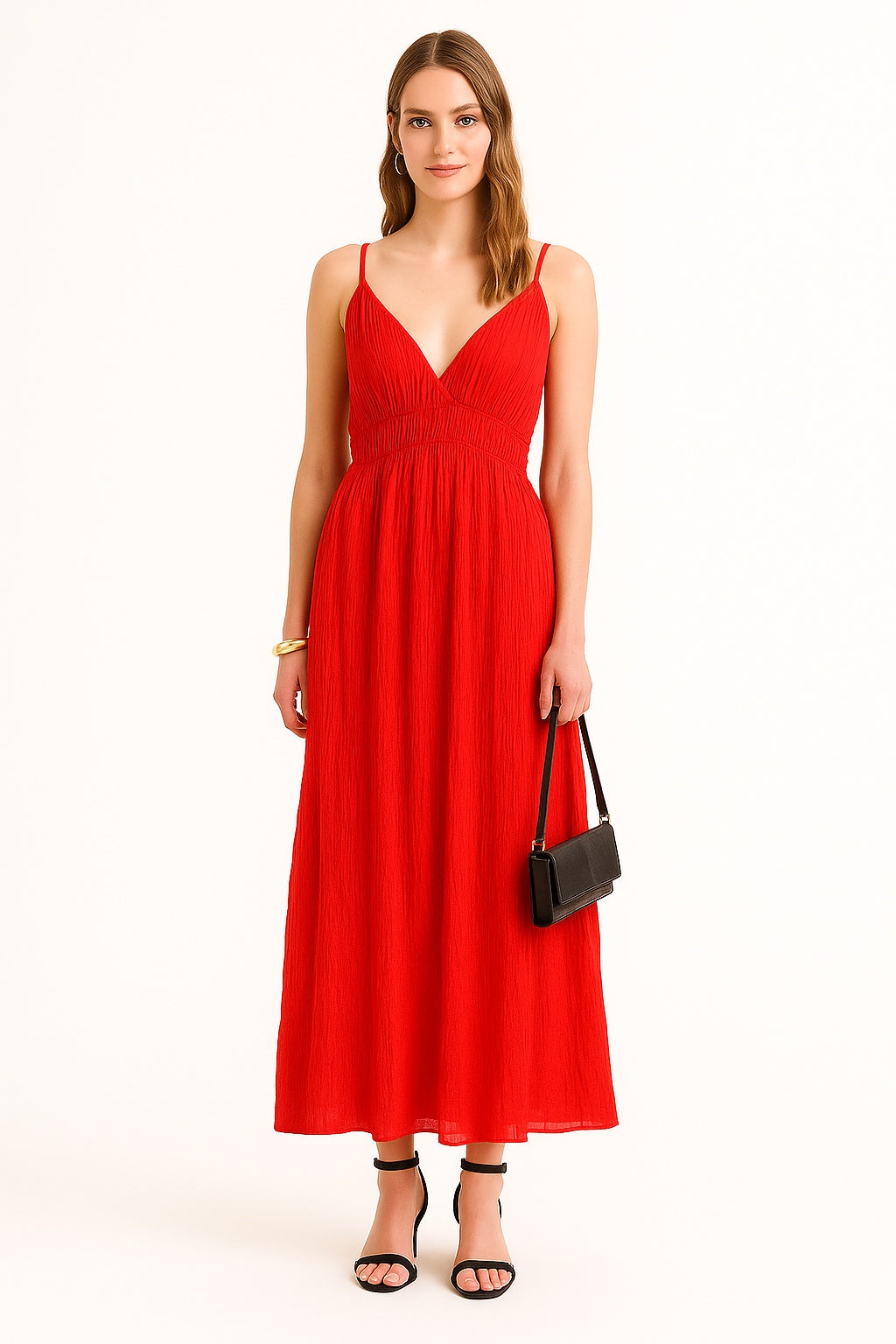 Red midi dress