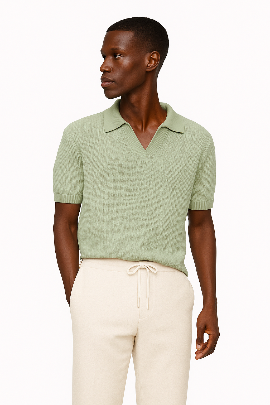 Cotton linen polo sweater