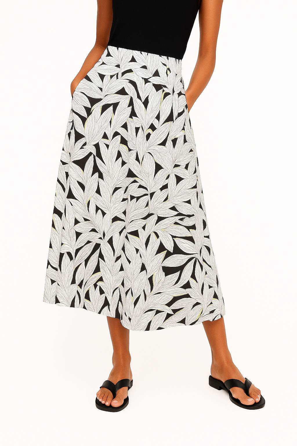 Black & white midi skirt