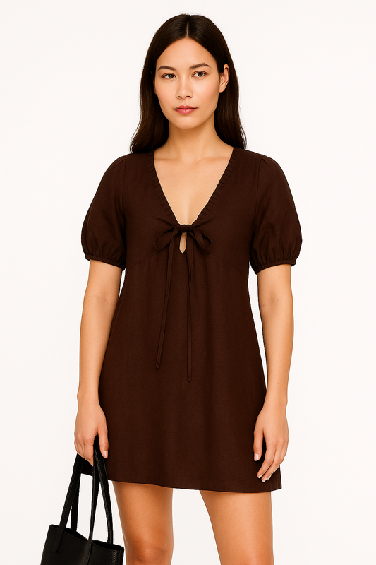 Tie front mini dress