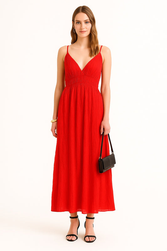 Red midi dress